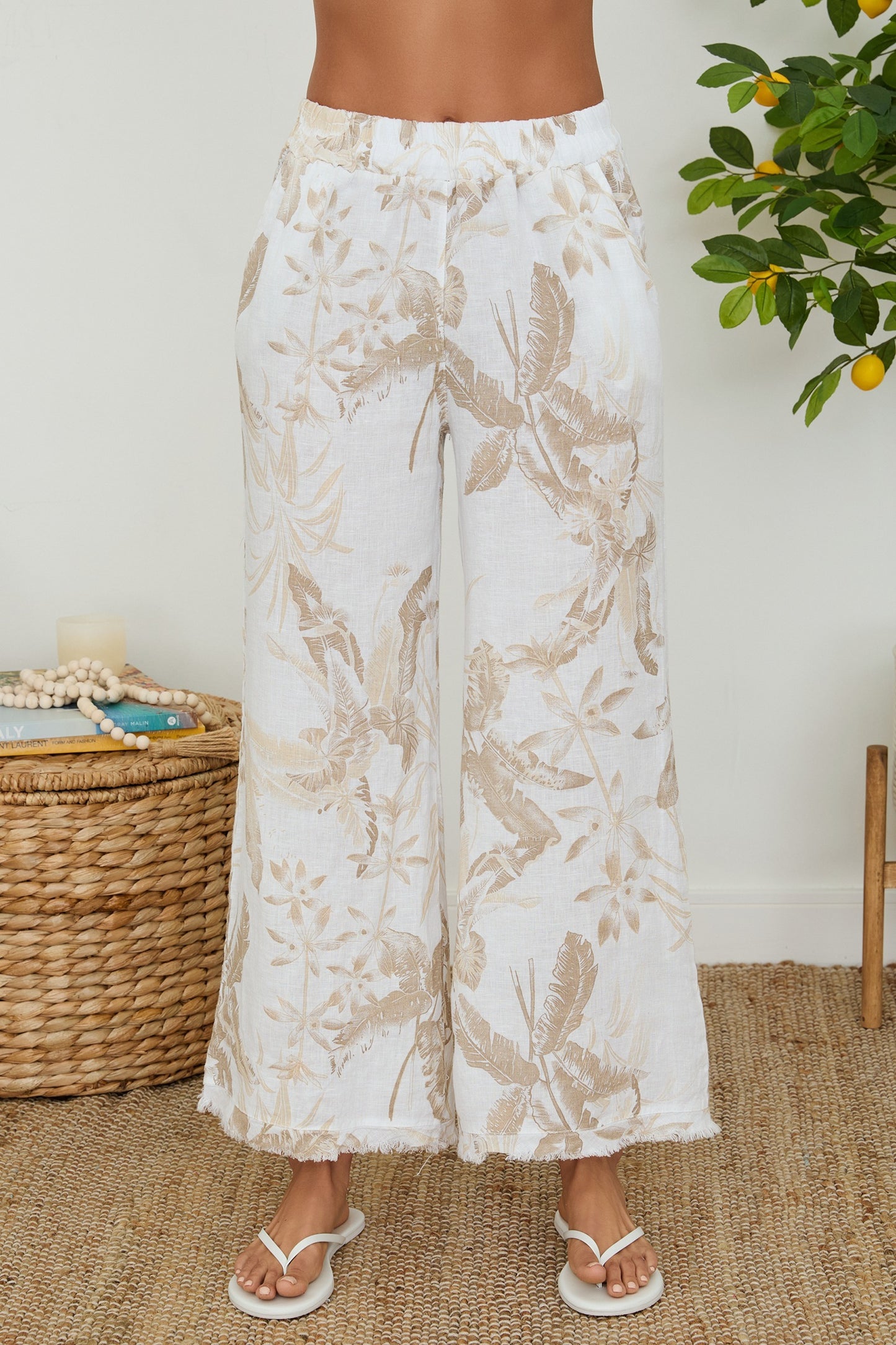 Palm Breeze Linen Wide-Leg Pants