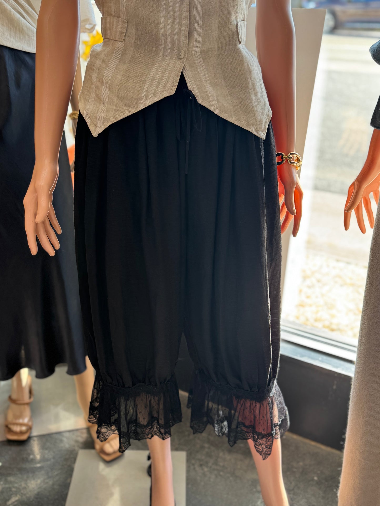 Black Bloomer Pants with Lace