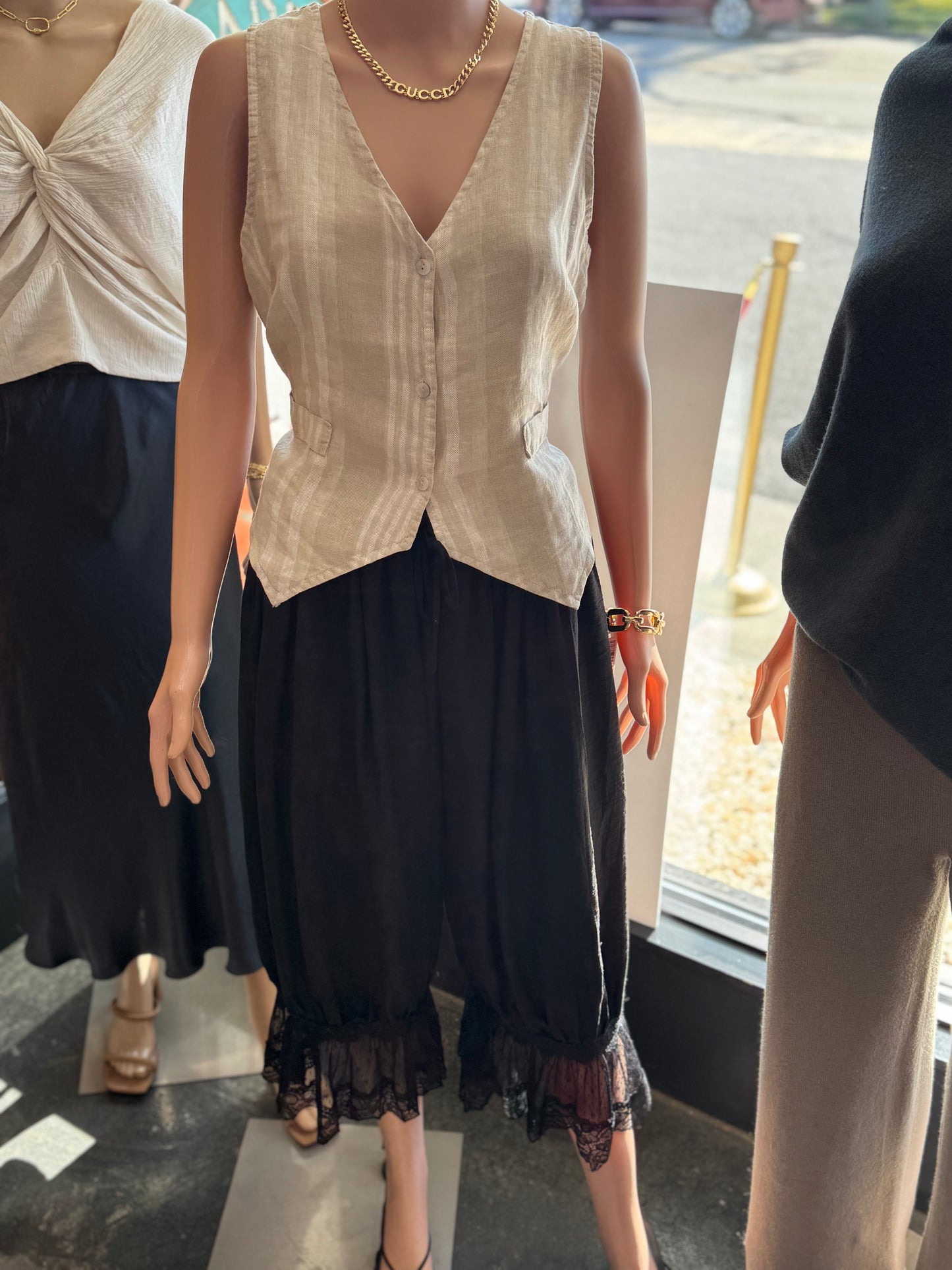 Black Bloomer Pants with Lace