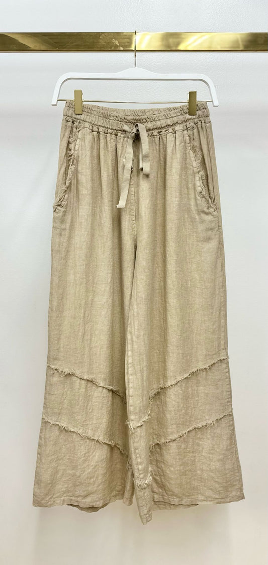 Sandstone Breeze Frayed Palazzo Pants